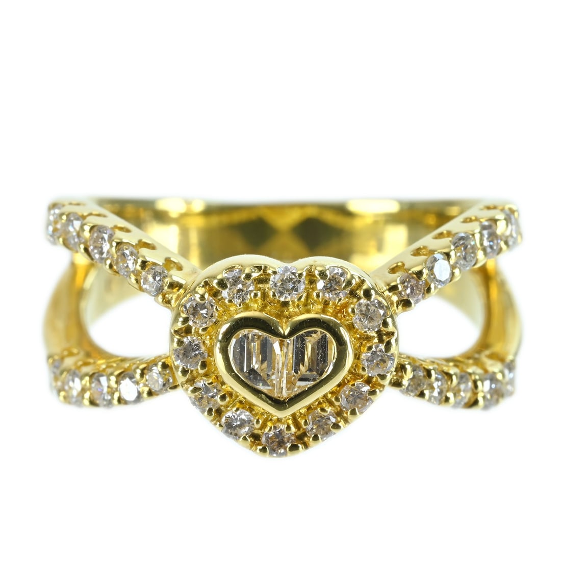 K18YG DIAMOND RING: Type:RING Diamond:0.18ct Diamond:0.43ctt Metal:18K Size:6(US) Accessories:N/A