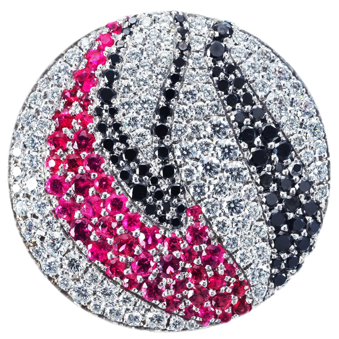 K18WG SPINEL DIAMOND RING: Type:RING Item Name:K18WG SPINEL DIAMOND RING Diamond:1.934ct SPINEL:1.12ct Black Diamond:0.673ct Size:6.75(US) Accessories:N/A