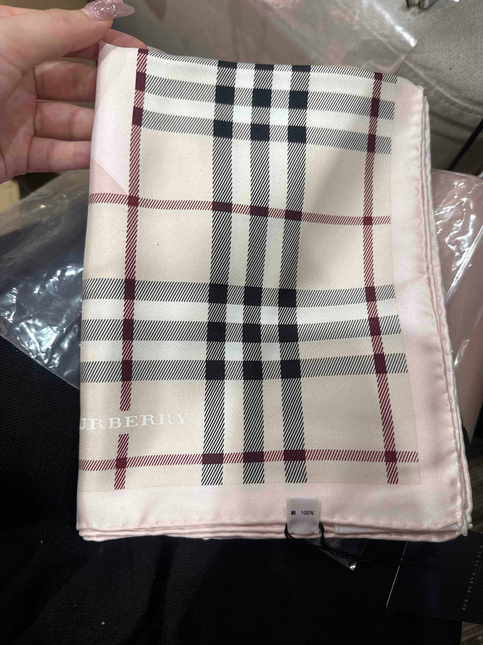 BURBERRY PLAID SILK SCARF (1 of 1)