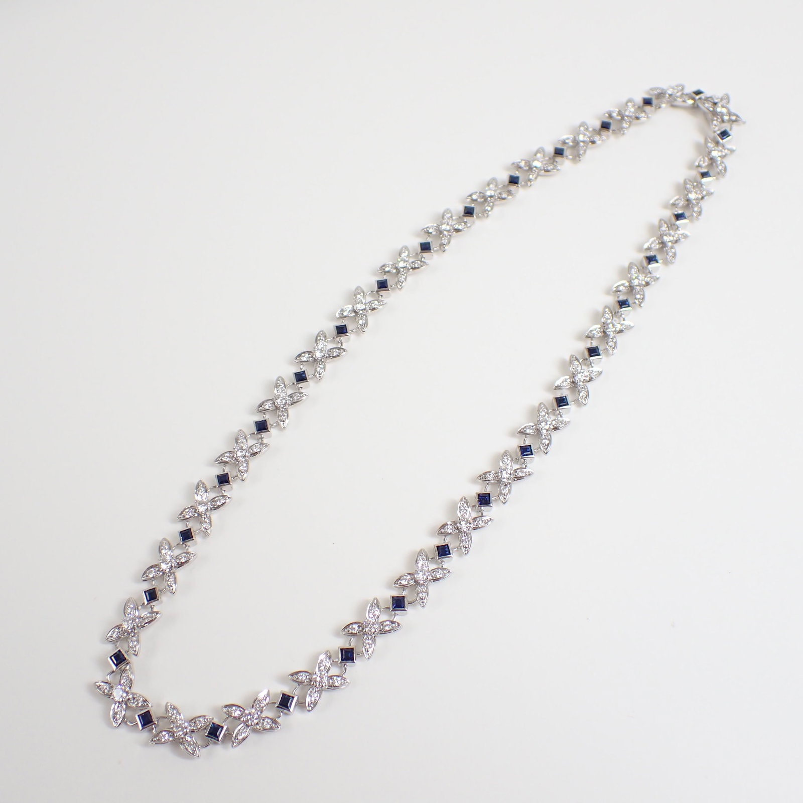 MIKIMOTO K14 Sapphire Diamond Necklace: Brand:MIKIMOTO Sapphire:3.19ct Diamond:3.74ct Sizs:N/A Material:K18 Accessories:Certification