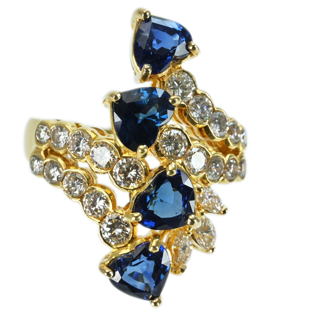 RING K18YG SAPPHIRE RING: Type:RING Diamond:1.35ct SAPPHIRE:3.16ct Metal:18K Size:7(US) Accessories:N/A