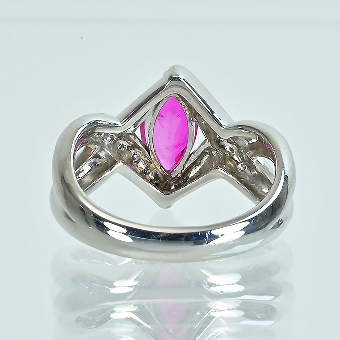 Pt900 Ruby Diamond Ring - 3