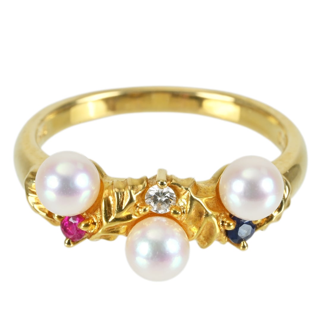 TASAKI K18 Akoya 4.0mm Pearl Diamond Ring: Brand:TASAKI Model No.:N/A Diamond:0.02ct Sizs:6(US) Material:K18 Accessories:N/A