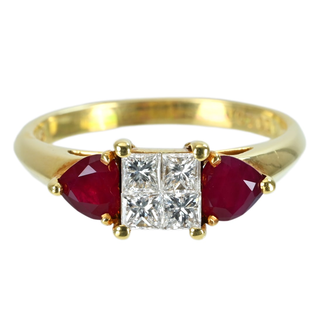 18K Ruby Diamond Ring: Type: Ring Metal:18K White Gold Ruby:N/A Diamond:0.40ct Size:6.5(US) Signed By: N/A