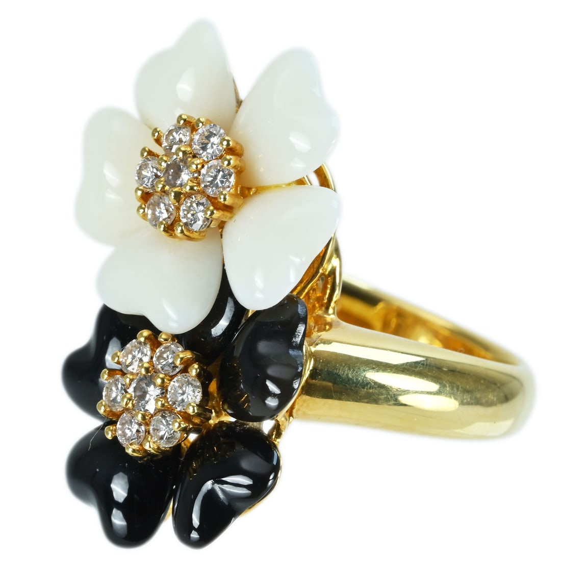 K18 Shell Onyx Diamond Ring - 2