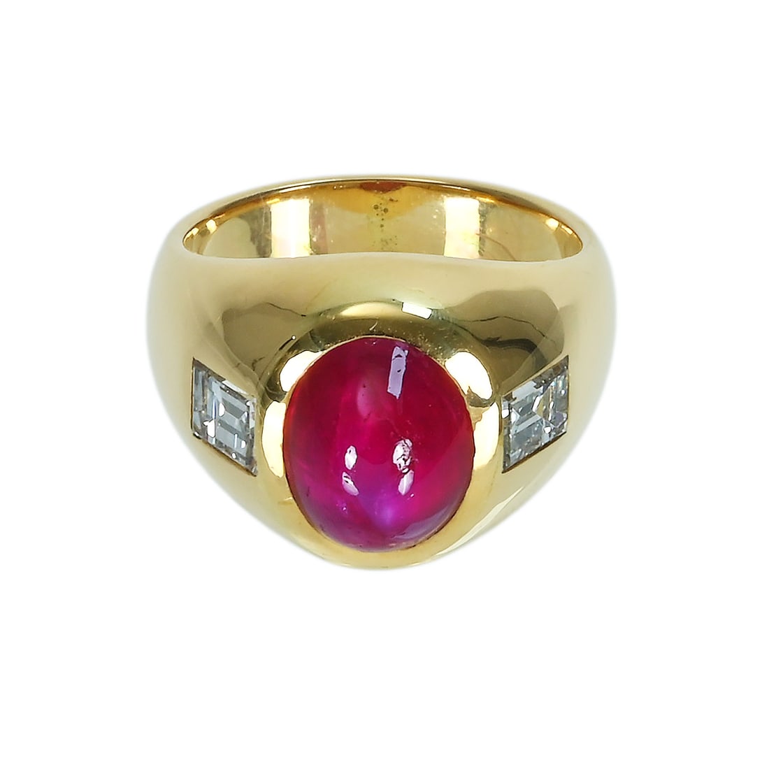 BVLGARI BULAGRI K18 Burma Star Ruby Diamond Ring: Brand:BVLGARI Model No.:N/A Sizs:4(US) Star Ruby:4.37ct Diamond:0.50ct Material:K18 Accessories:Box,Repair Certificate