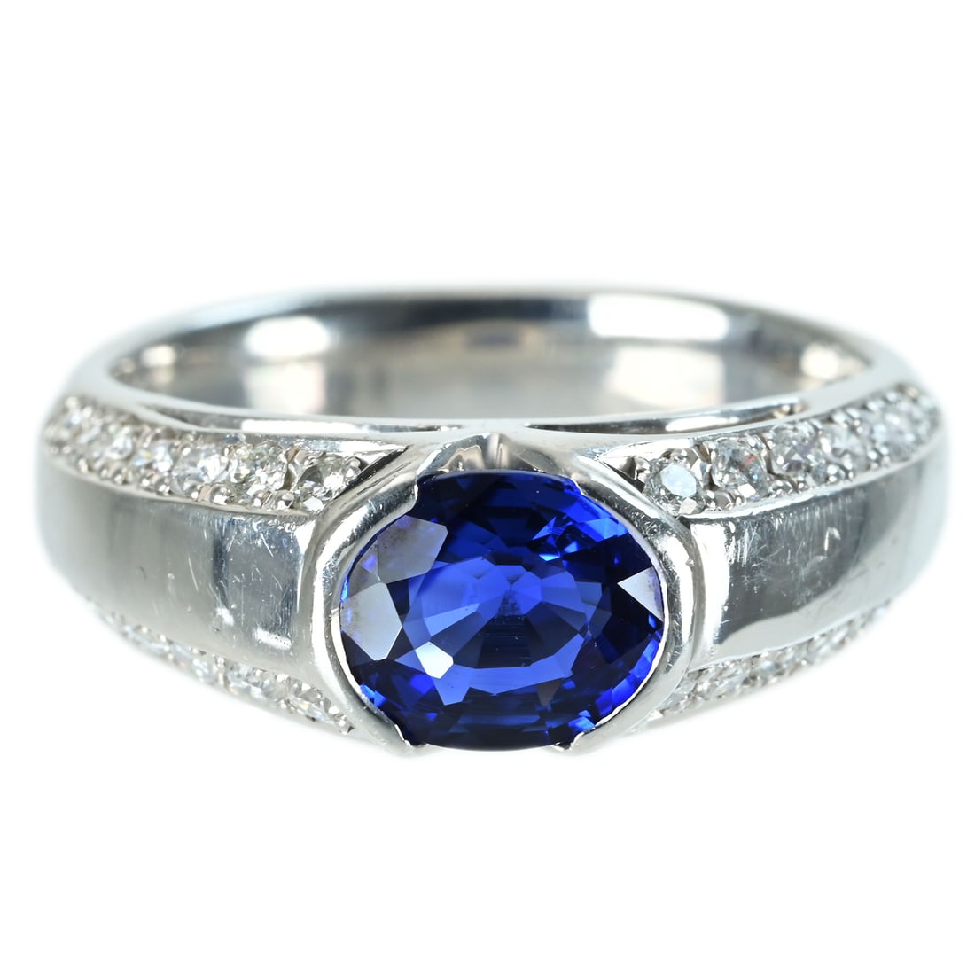 PT900 SAPPHIRE RING S1.28ct D0.31ct 8.0g JP#10.5: Type:RING Diamond:0.31ct SAPPHIRE:S1.28ct Metal:PT900 Size:5.75(US) Accessories:N/A