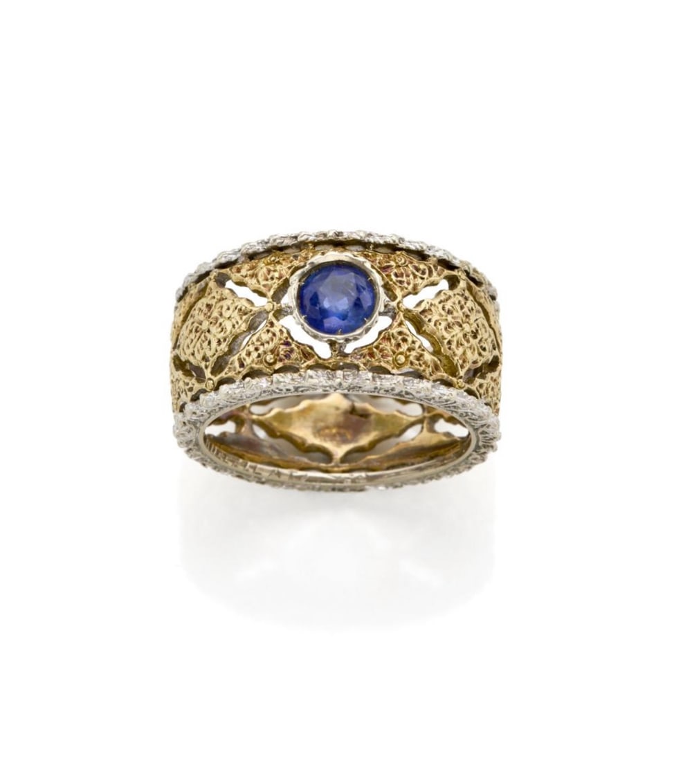 MARIO BUCCELLATI K18 Sapphire Ring: Brand:MARIO BUCCELLATI Model No.:N/A Sapphire:0.80t Sizs:N/A Material:K18 Signed By:MARIO BUCCELLATI Accessories:N/A
