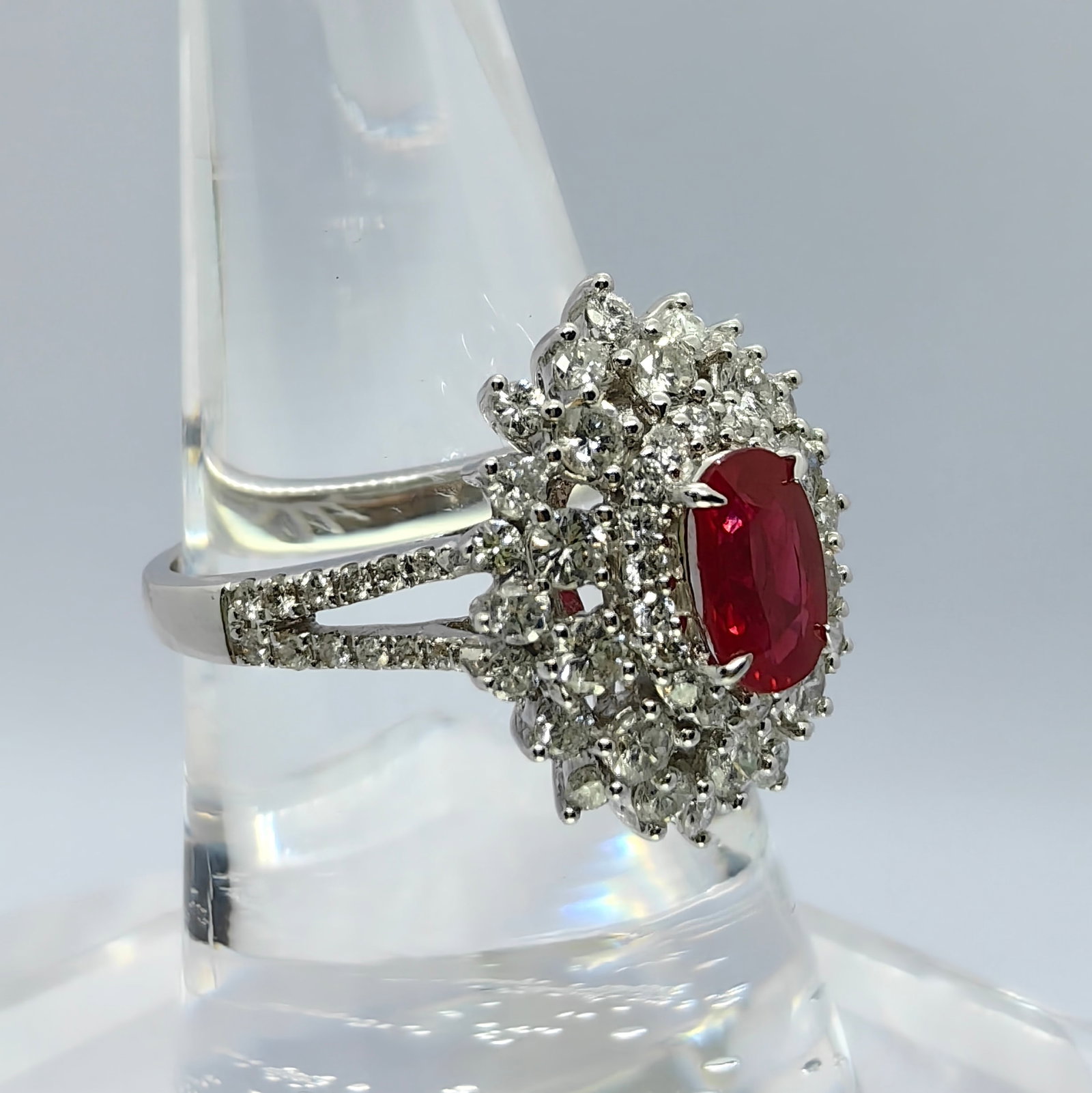 K18 Myanma Pigeon Ruby Diamond Ring - 2