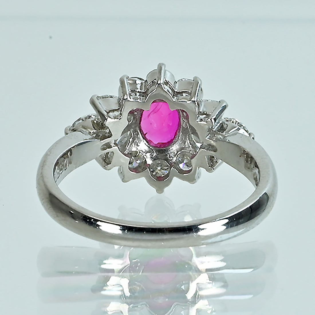 Pt850 Ruby Diamond Ring - 3