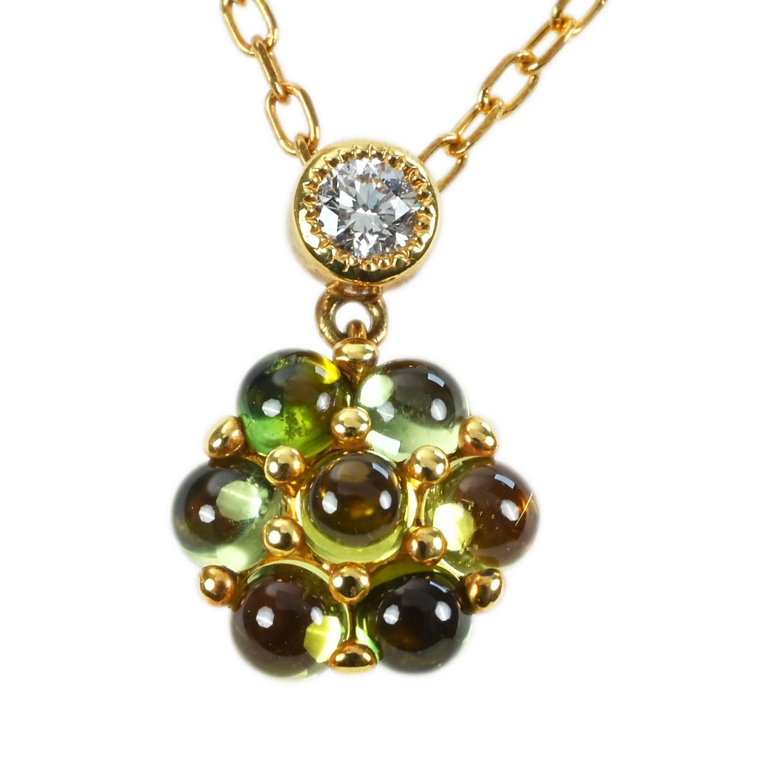 MIKIMOTO K18YG TOULMALINE DIAMOND NECKLACE: Type:NECKLACE Brand:MIKIMOTO Diamond:0.07ct Metal:18K Signed By:MIKIMOTO Accessories:N/A
