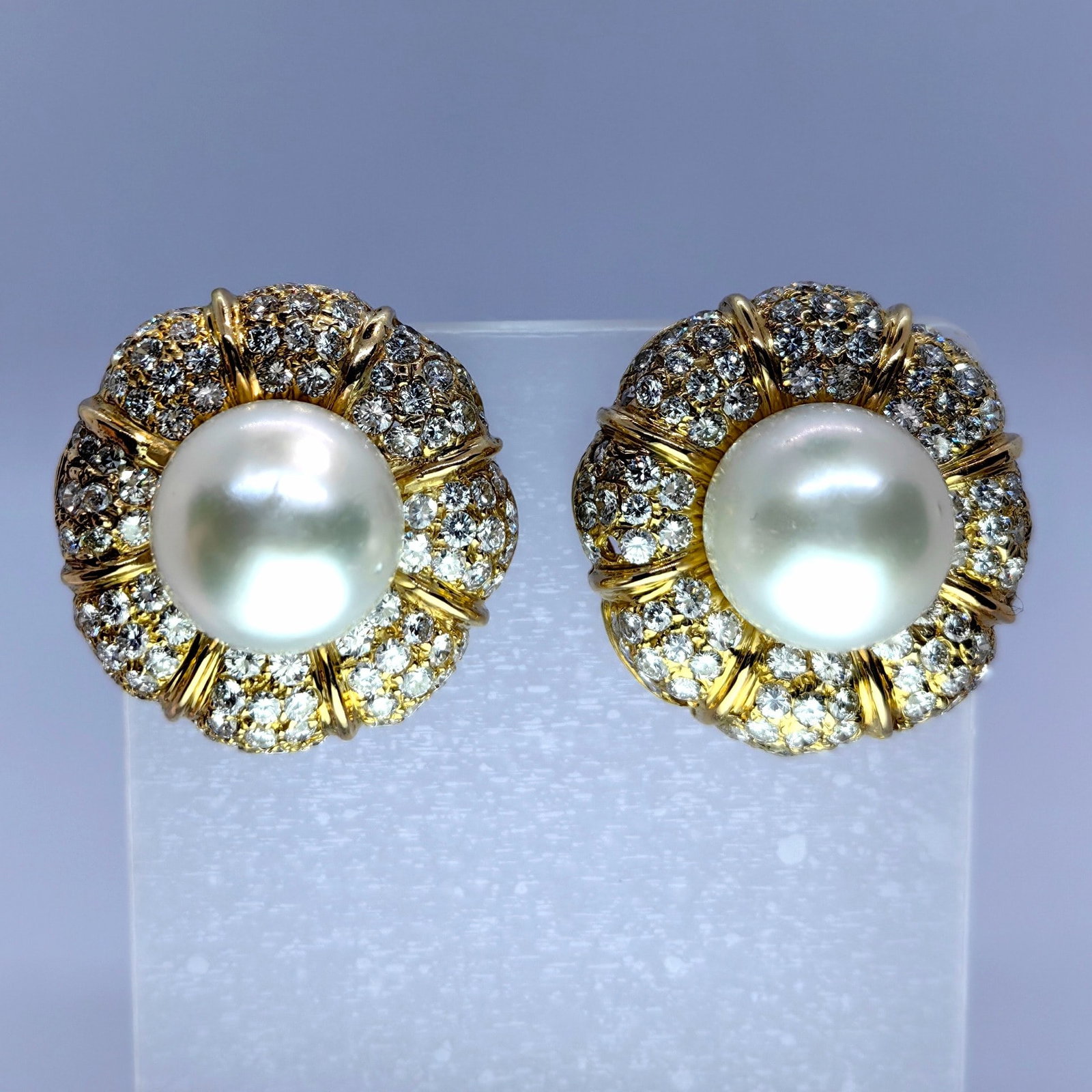CARTIER K18/K14 Pearl Diamond Earring: Type: Earring Metal:K18/K14 Yellow Gold Diamond:6.25ct Size:N/A Signed By: CARTIER;PAT.423905
