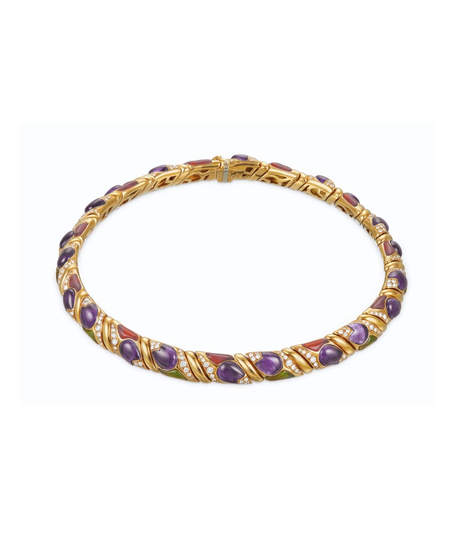 BVLGARI BULAGRI K18 Multi Gems Necklace: Brand:BVLGARI Model No.:N/A Sizs:N/A Material:K18 Signed By:BVLGARI Accessories:Box