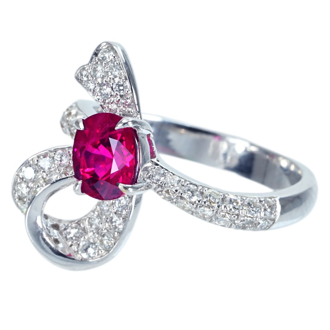18K Myamar Pigeon Ruby Diamond Ring - 2