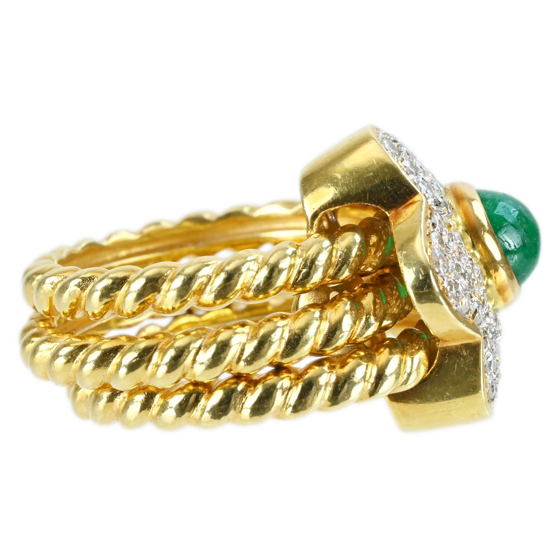 K18YG EMERALD RING - 2