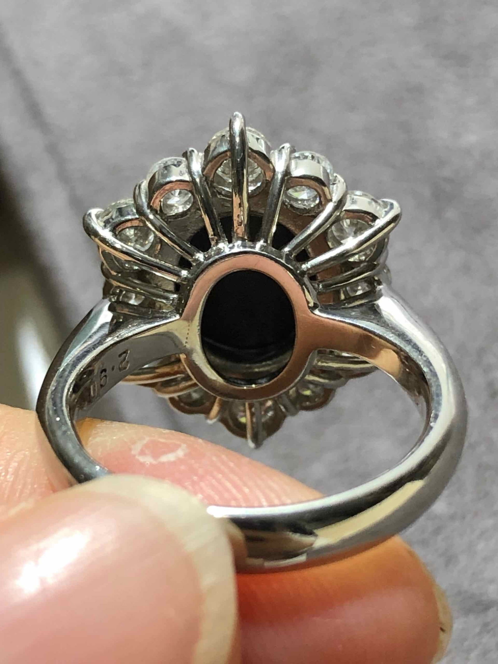 Pt900 Black Opal Diamond Ring - 4