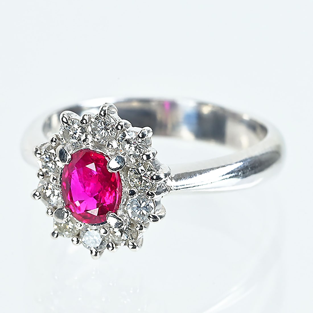 Pt900 Ruby Diamond Ring - 2