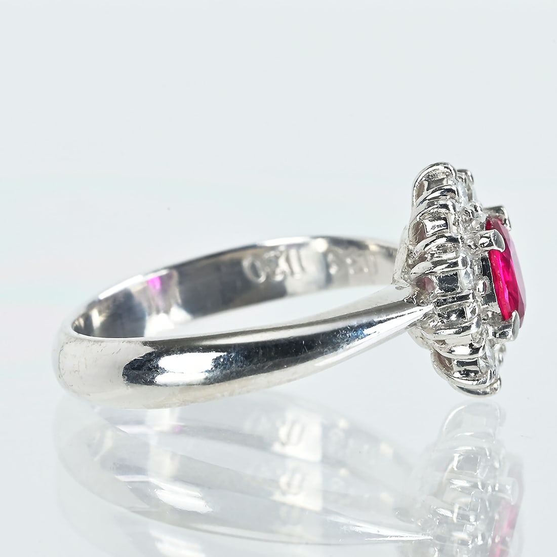 Pt900 Ruby Diamond Ring - 3
