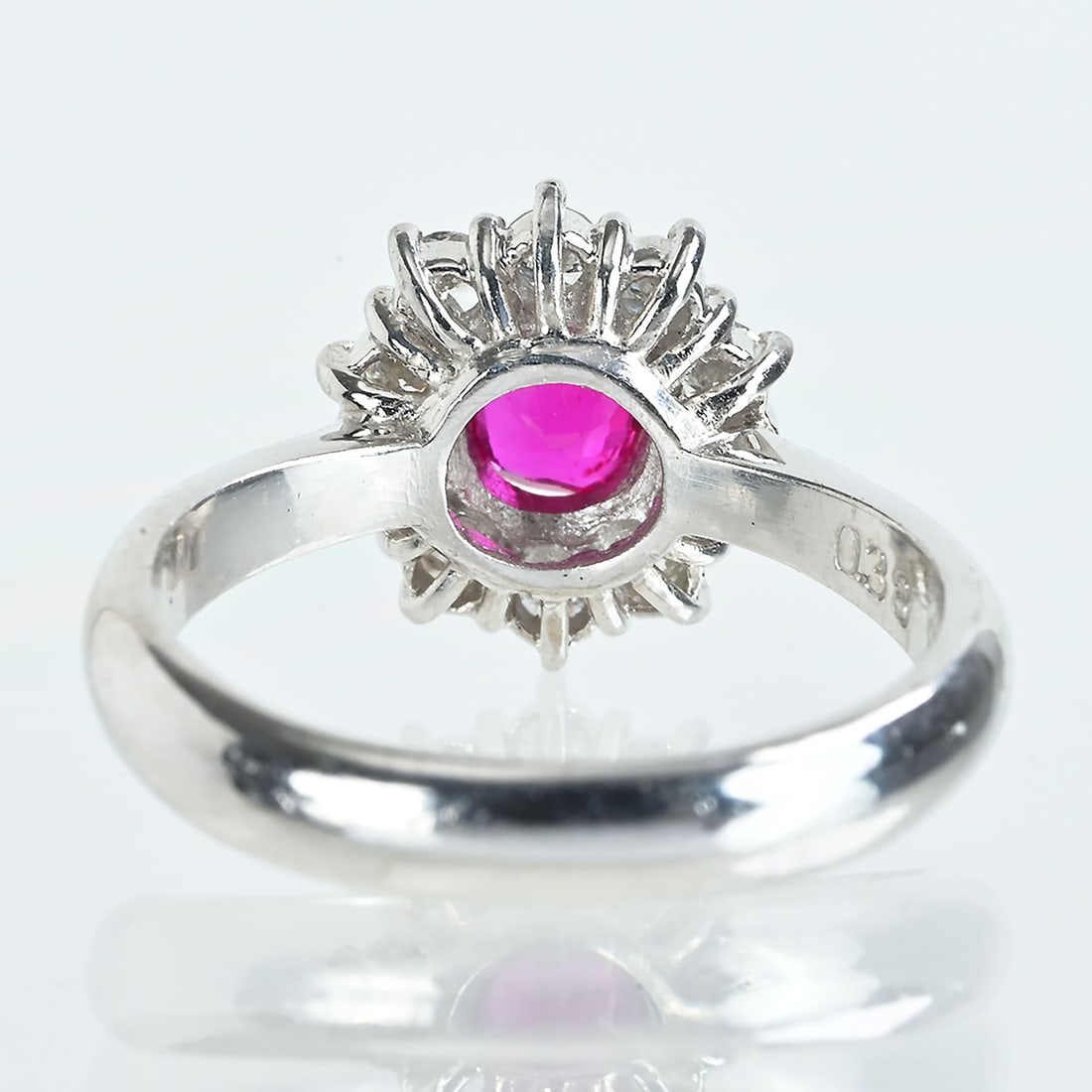 Pt900 Ruby Diamond Ring - 4
