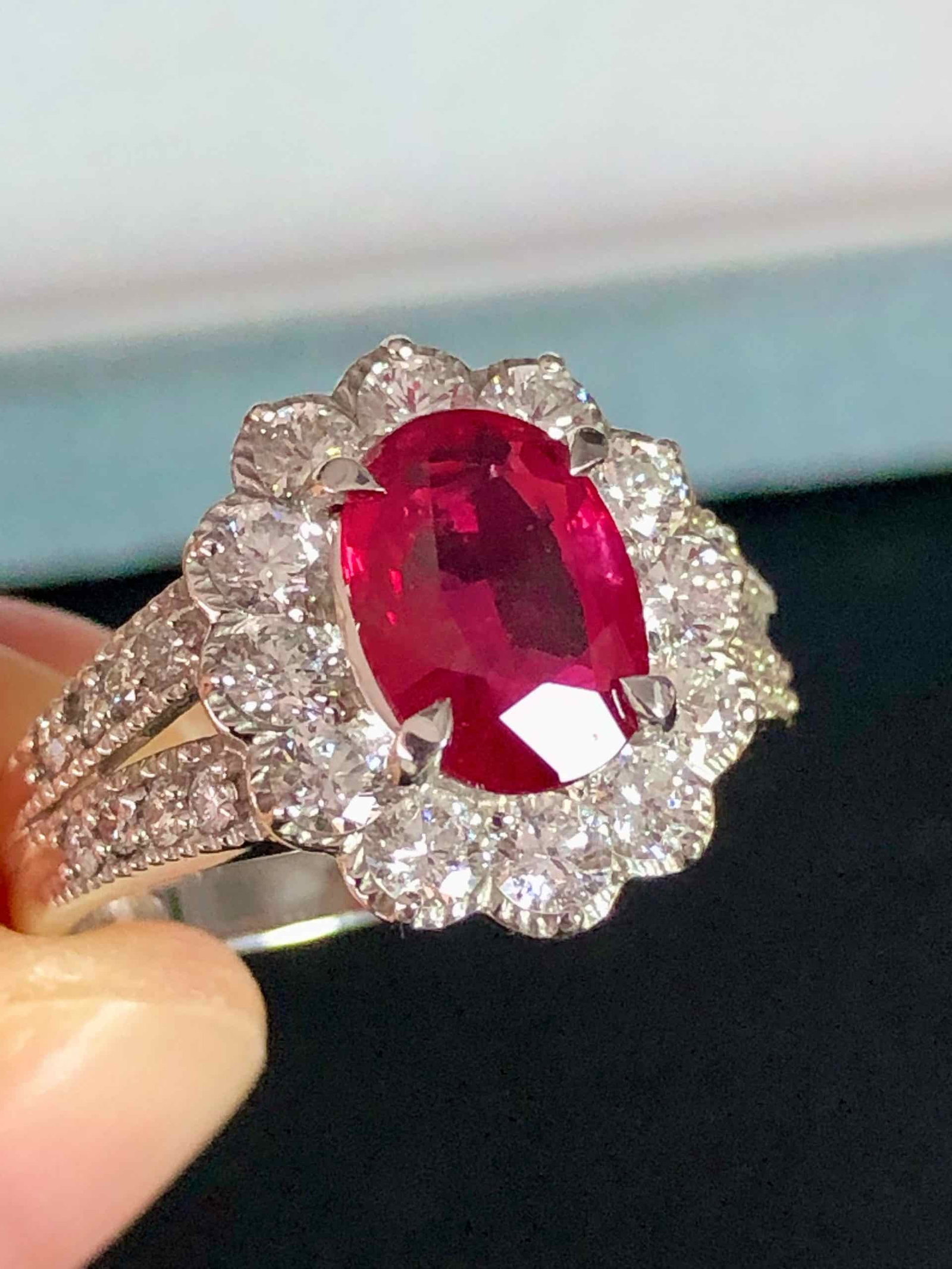 PT900 RUBY RING 2.00 1.18 AIGS 6.9g#12JP - 2