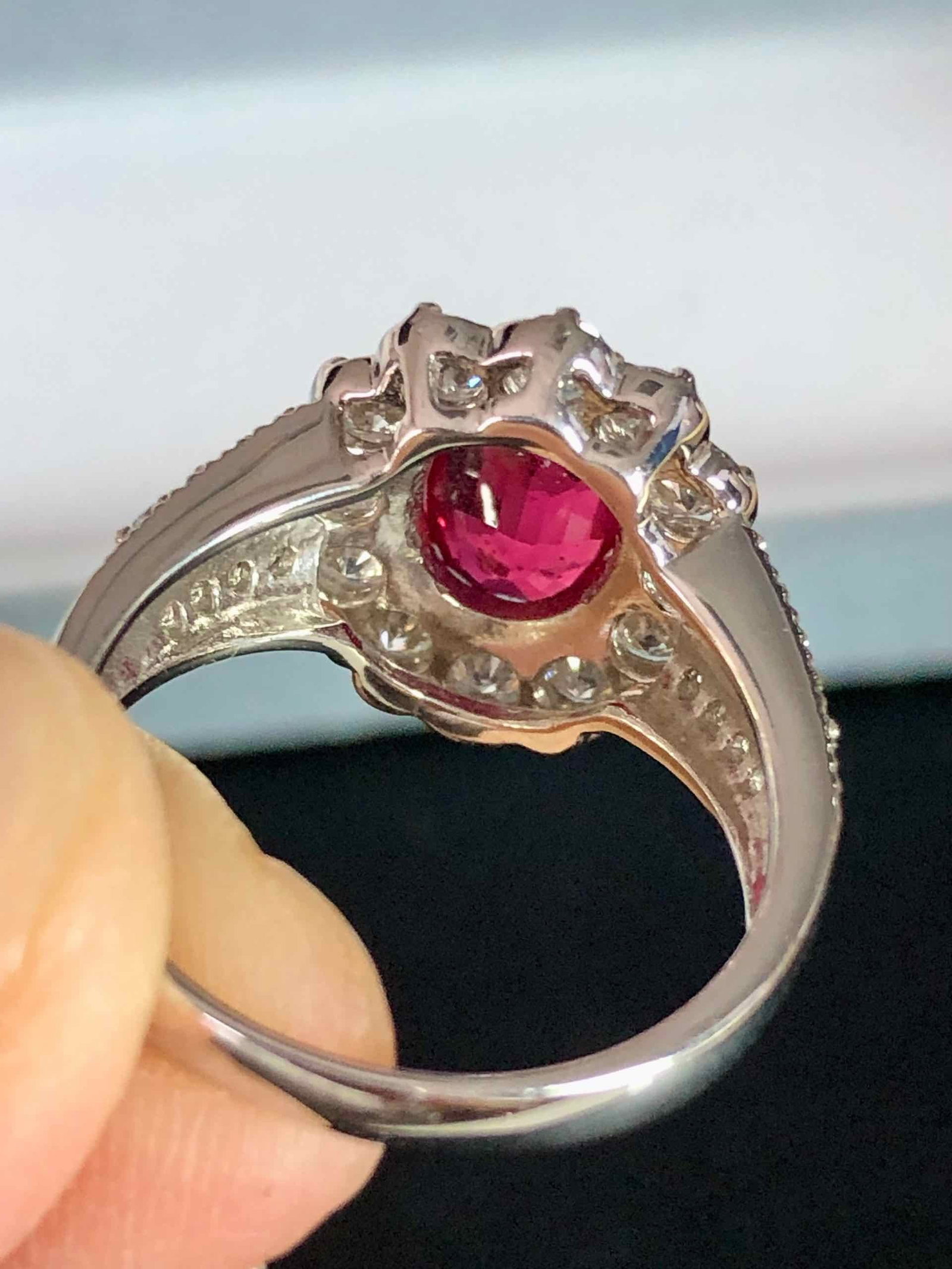 PT900 RUBY RING 2.00 1.18 AIGS 6.9g#12JP - 4