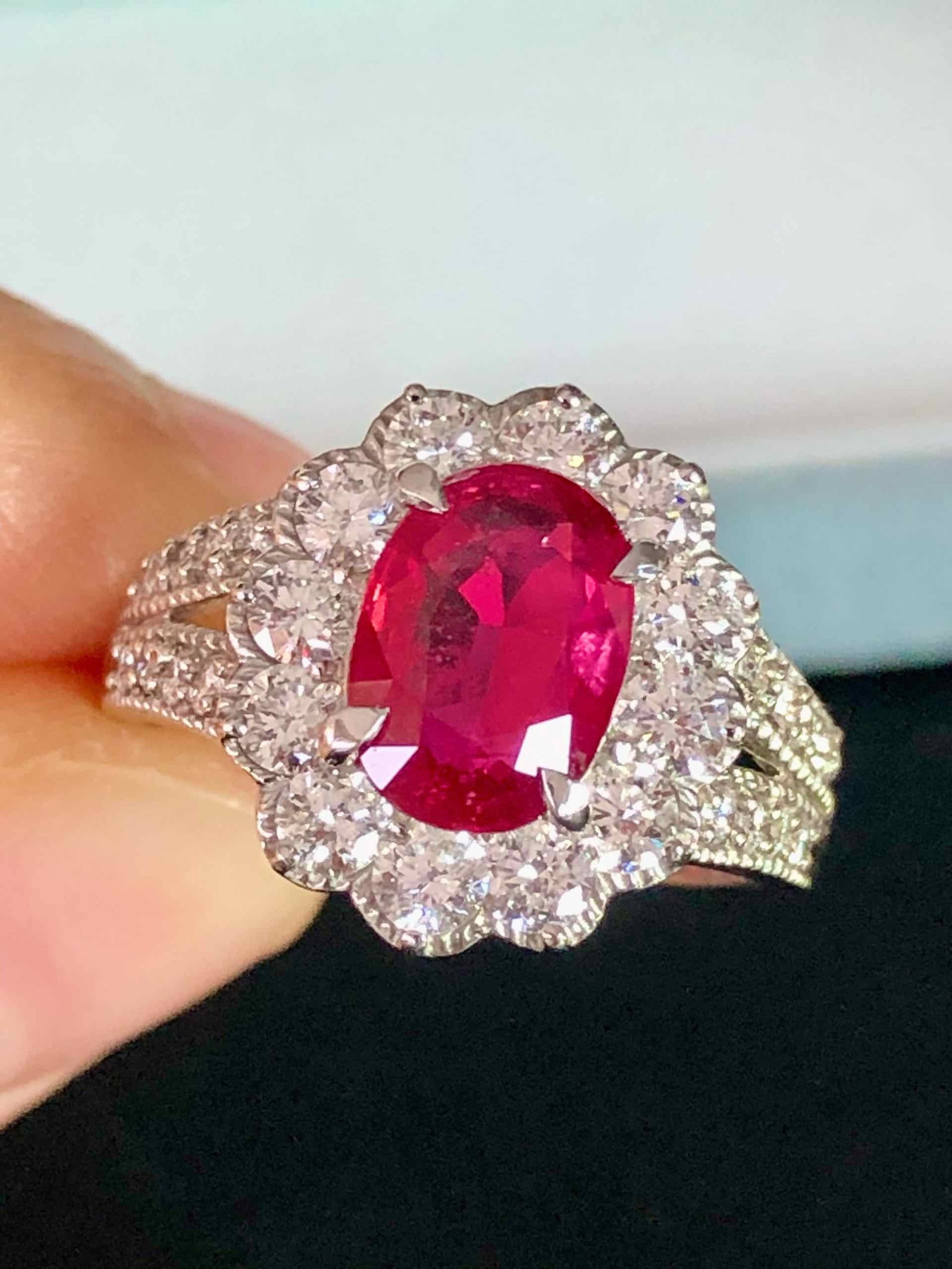 PT900 RUBY RING 2.00 1.18 AIGS 6.9g#12JP - 5