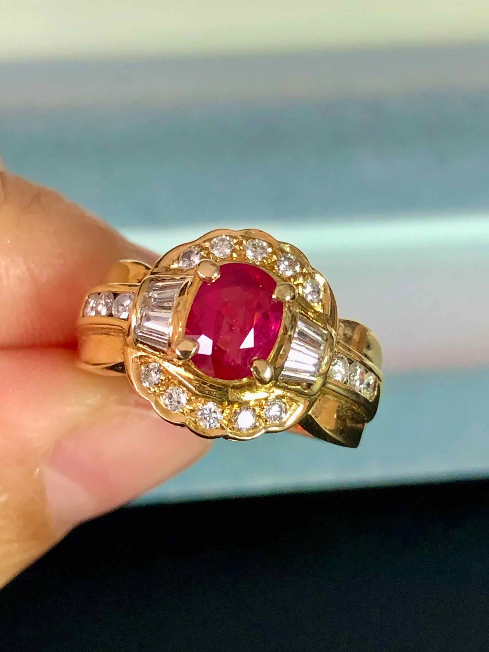 K18YG RUBY RING - 2