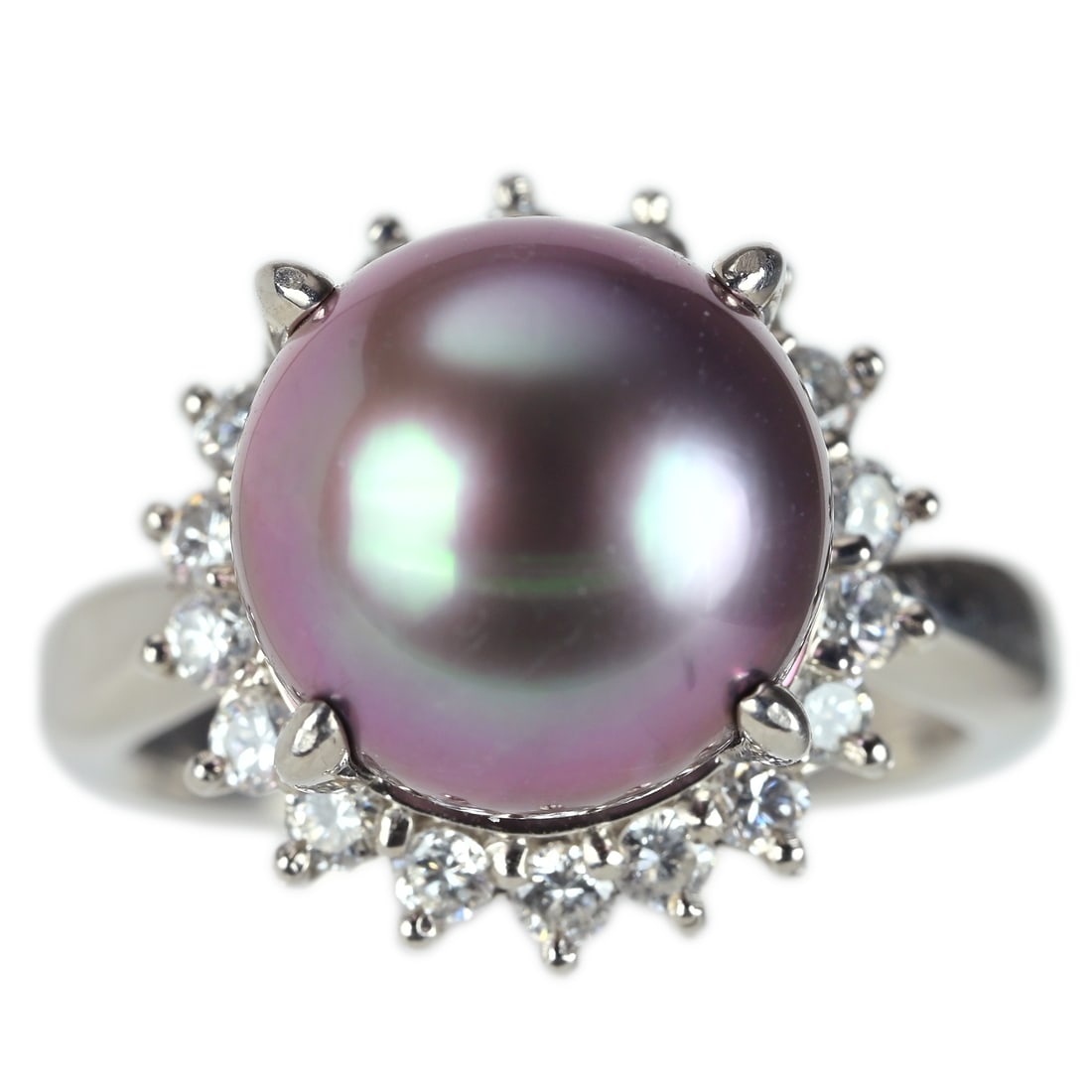 Pt900 11mm Tahitian Pearl Diamond Ring: Type: Ring Metal:Platinum Diamond:0.56ct Size:5.5(US) Signed By: N/A