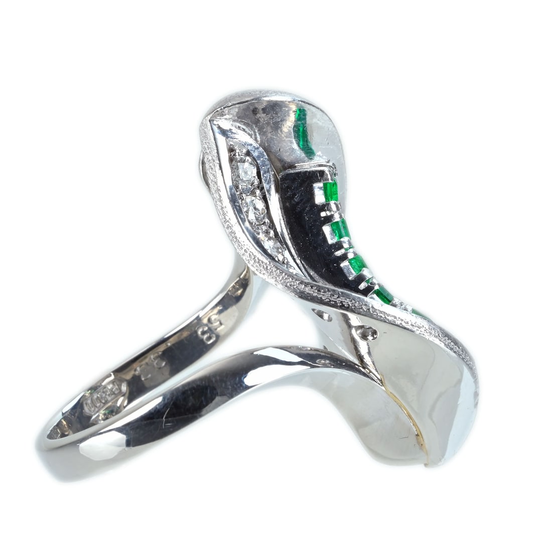 PT900 EMERALD Diamond Ring - 3