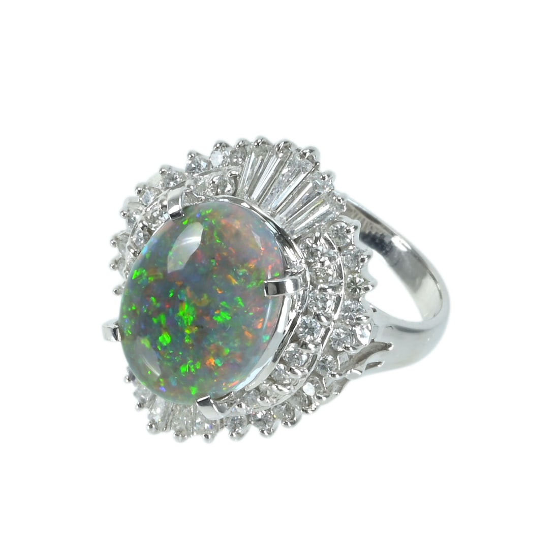 Pt900 Black Opal Diamond Ring - 2