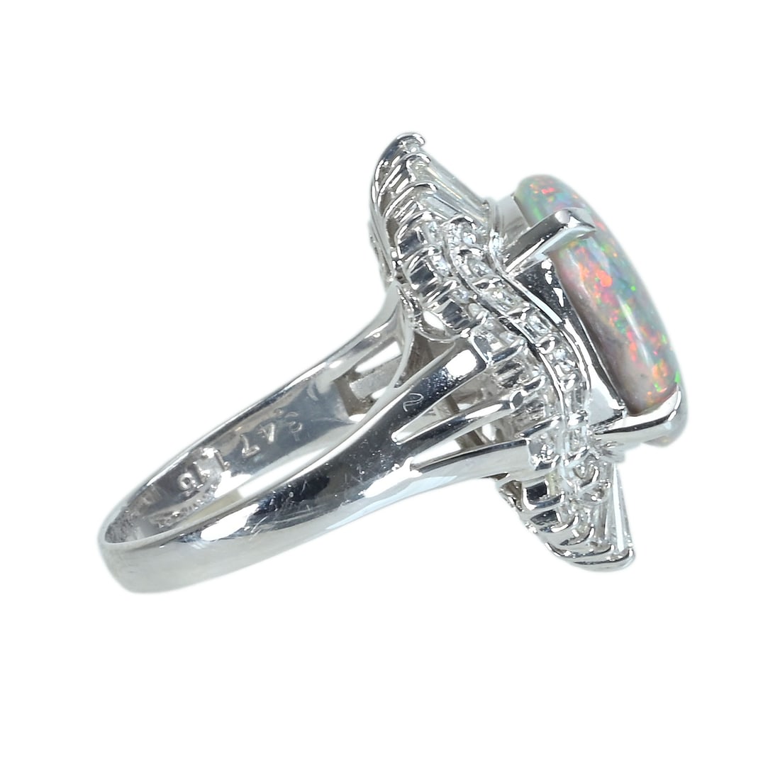 Pt900 Black Opal Diamond Ring - 3