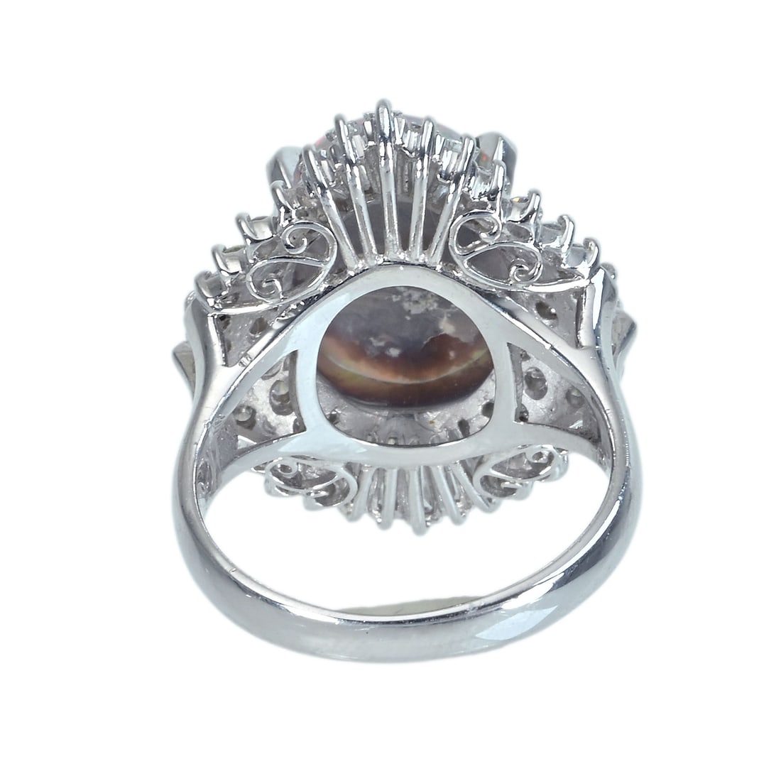 Pt900 Black Opal Diamond Ring - 4