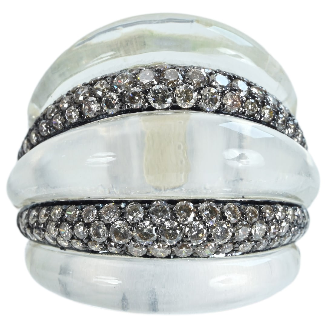 DAMIANI K18 Quartz Diamond Ring: Brand:DAMIANI Model No.:N/A Diamond:N/A Sizs:7(US) Material:K18 Signed By:DAMIANI Accessories:N/A