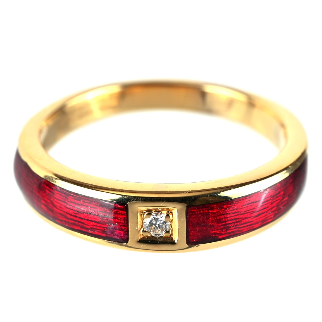 VICTOR MAYER K18 Enamel Diamond Ring: Type: Ring Metal:18K Yellow Gold Diamond:0.03ct Size:8(US) Signed By: N/A