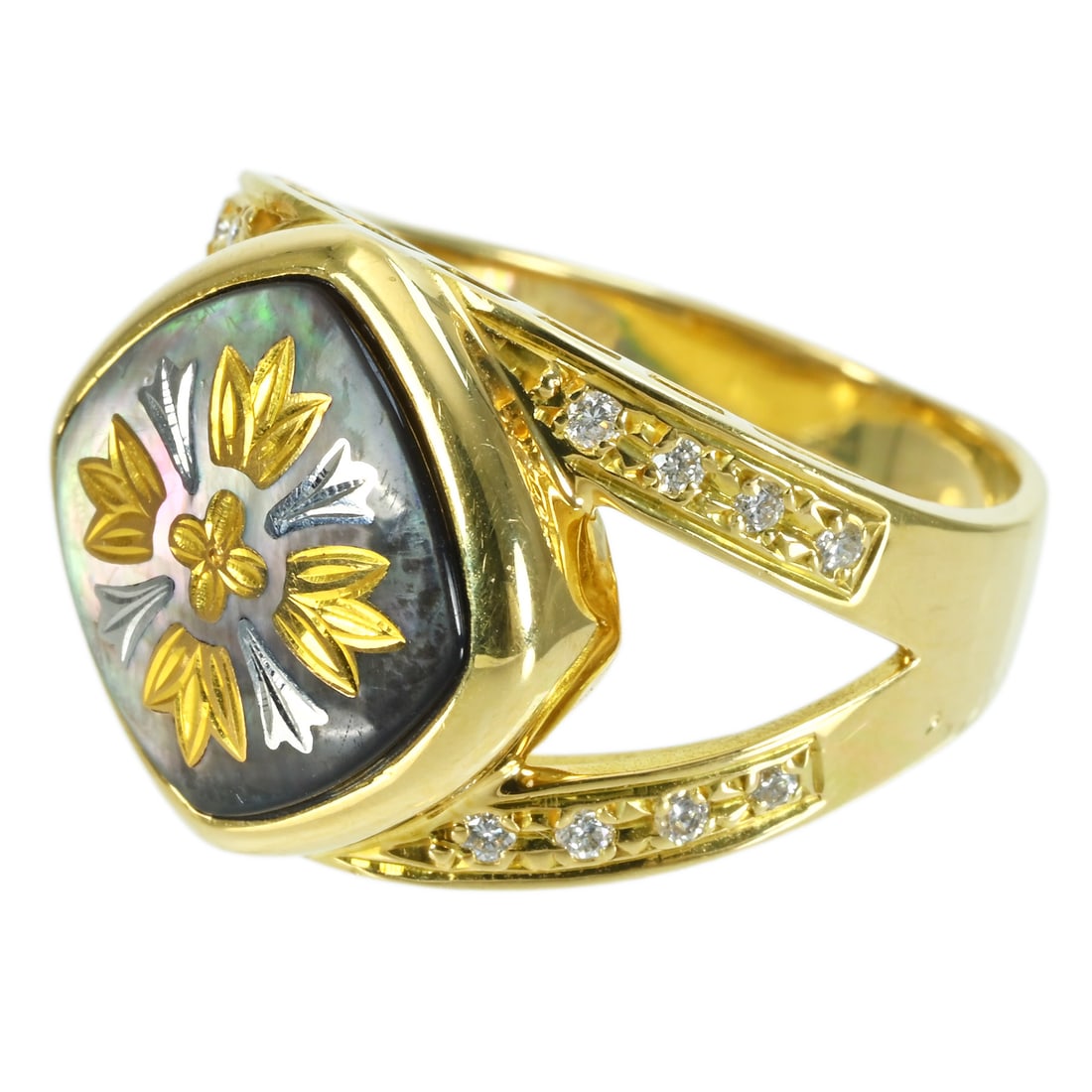 K18 Shell Picwe Diamond Ring - 2
