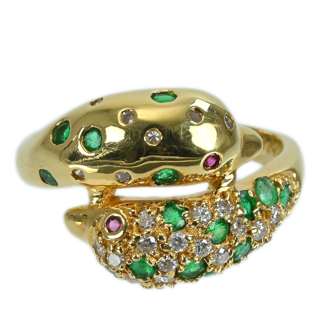 K18 Emerald Diamond Ring: Type: Ring Metal:18K Yellow Gold Emerald:0.52ct Diamond:0.30ct Size:6(US) Signed By: N/A