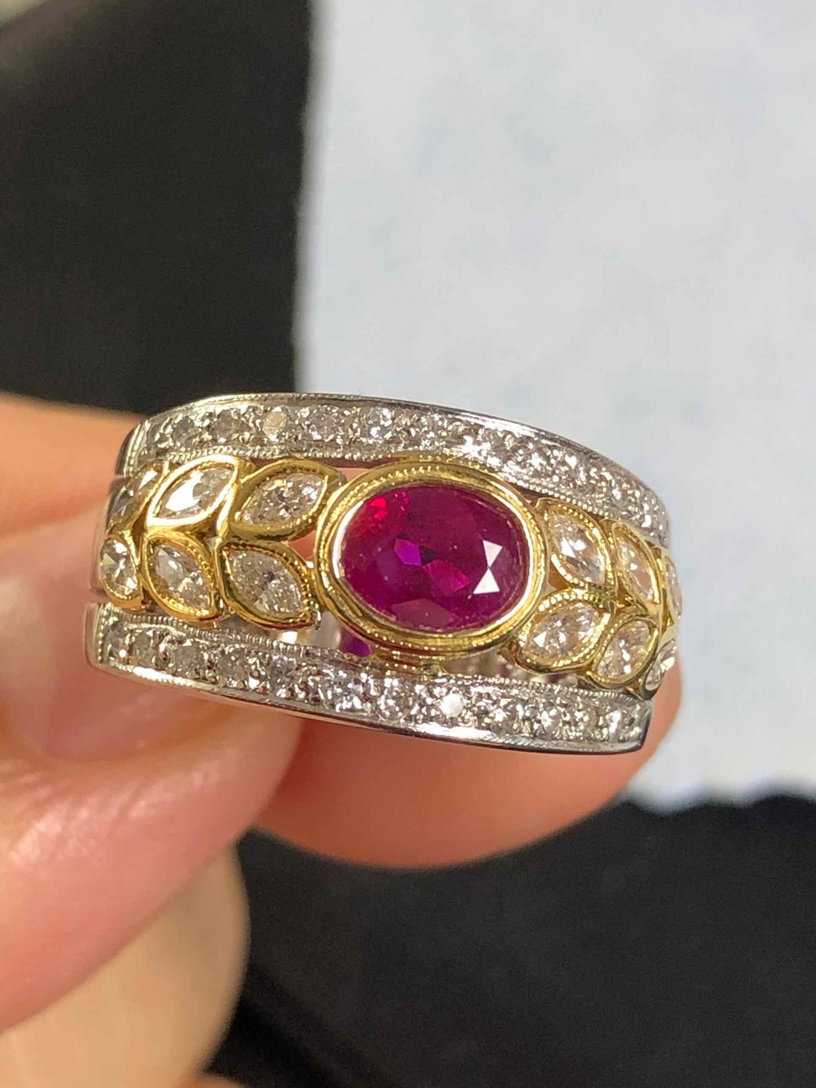 K18/PT900 RUBY RING - 2