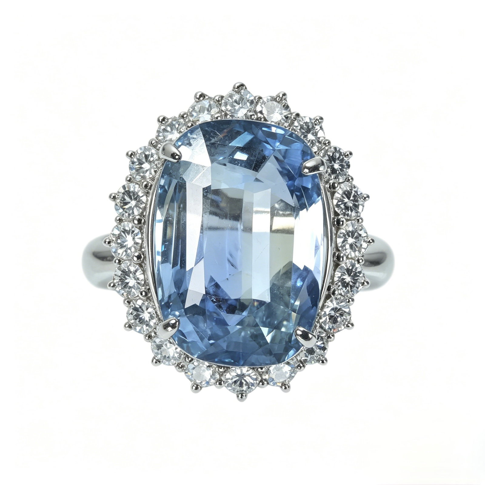 Pt900 Sri Lanka NH Sapphire Diamond Ring: Type: Ring Metal:Platinum Sapphire:43.60ct Diamond:2.82ct Size:6(US) Signed By: N/A