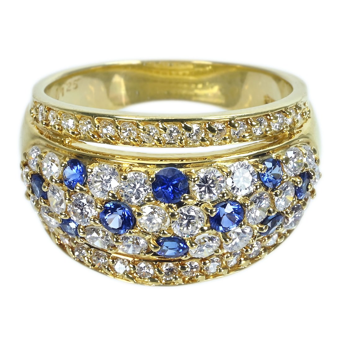 18K Sapphire Diamond Ring: Type: Ring Metal:18K Yellow Sapphire:0.55ct Diamond:1.25ct Size:6.5(US) Signed By: N/A