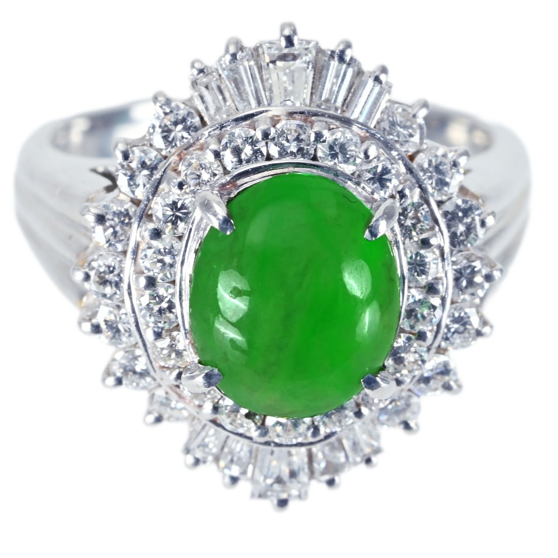 PT900 JADEITE RING: Type:RING Diamond:0.95ct Metal:PT900 Size:5.5(US) Accessories:N/A