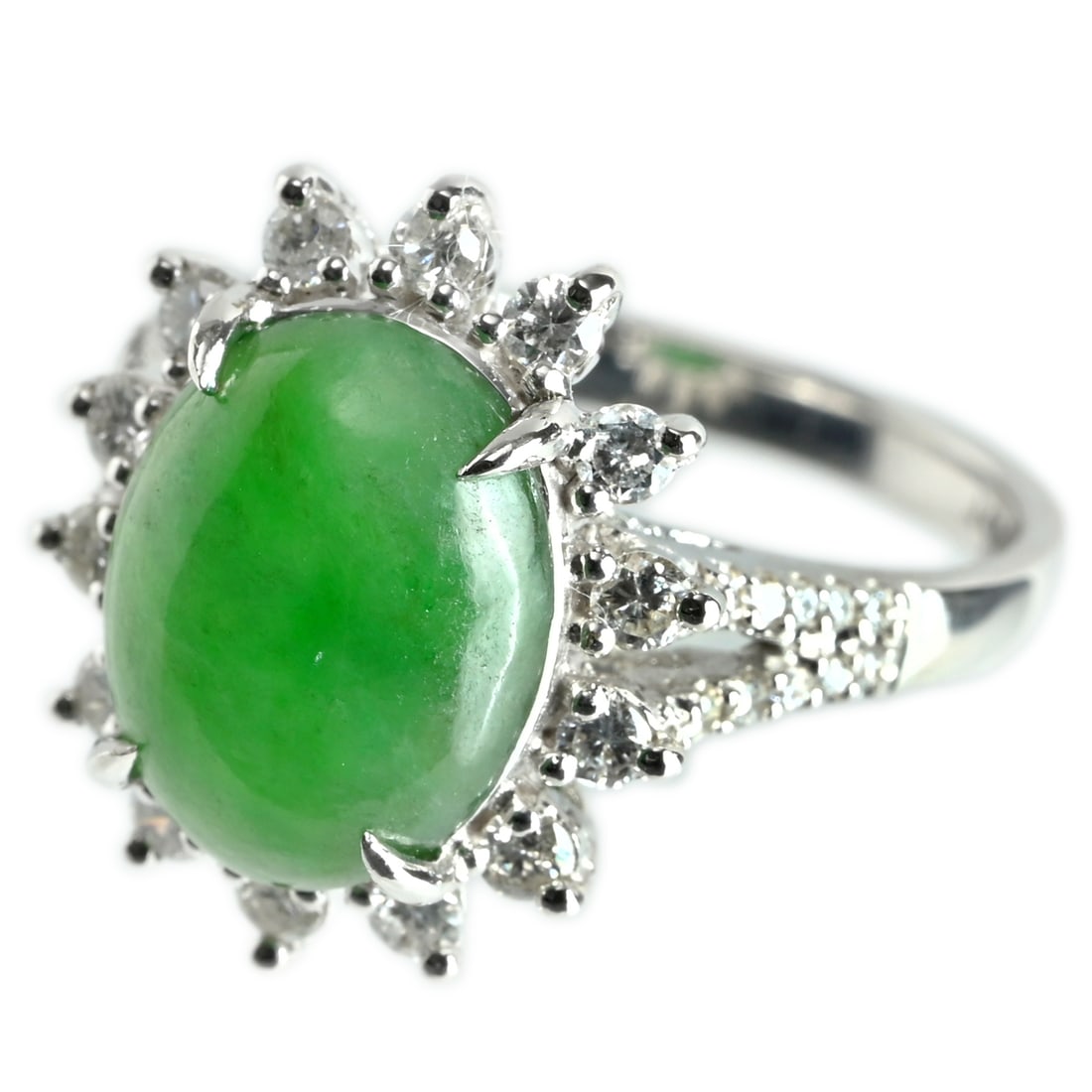 18K Jade Diamond Ring - 2