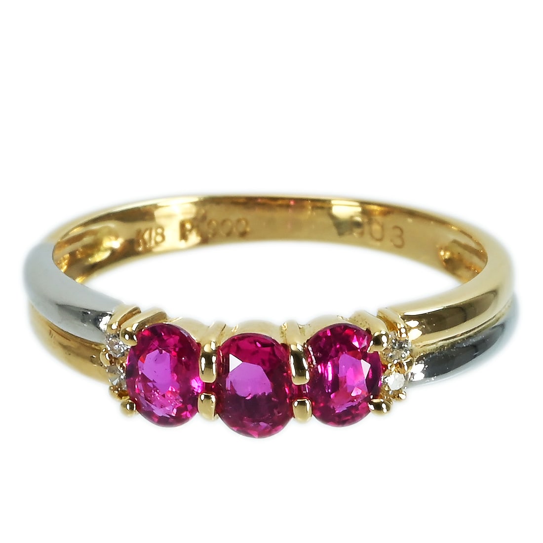 Pt950/18K Ruby Diamond Ring: Type: Ring Metal:18K Yellow Gold/Platinum Ruby:N/A Diamond:0.03ctv Size:5(US) Signed By: N/A