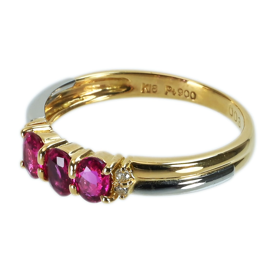 Pt950/18K Ruby Diamond Ring - 2