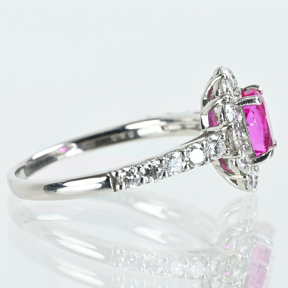 Pt950 Burma NH Purple Ruby Diamond Ring - 3