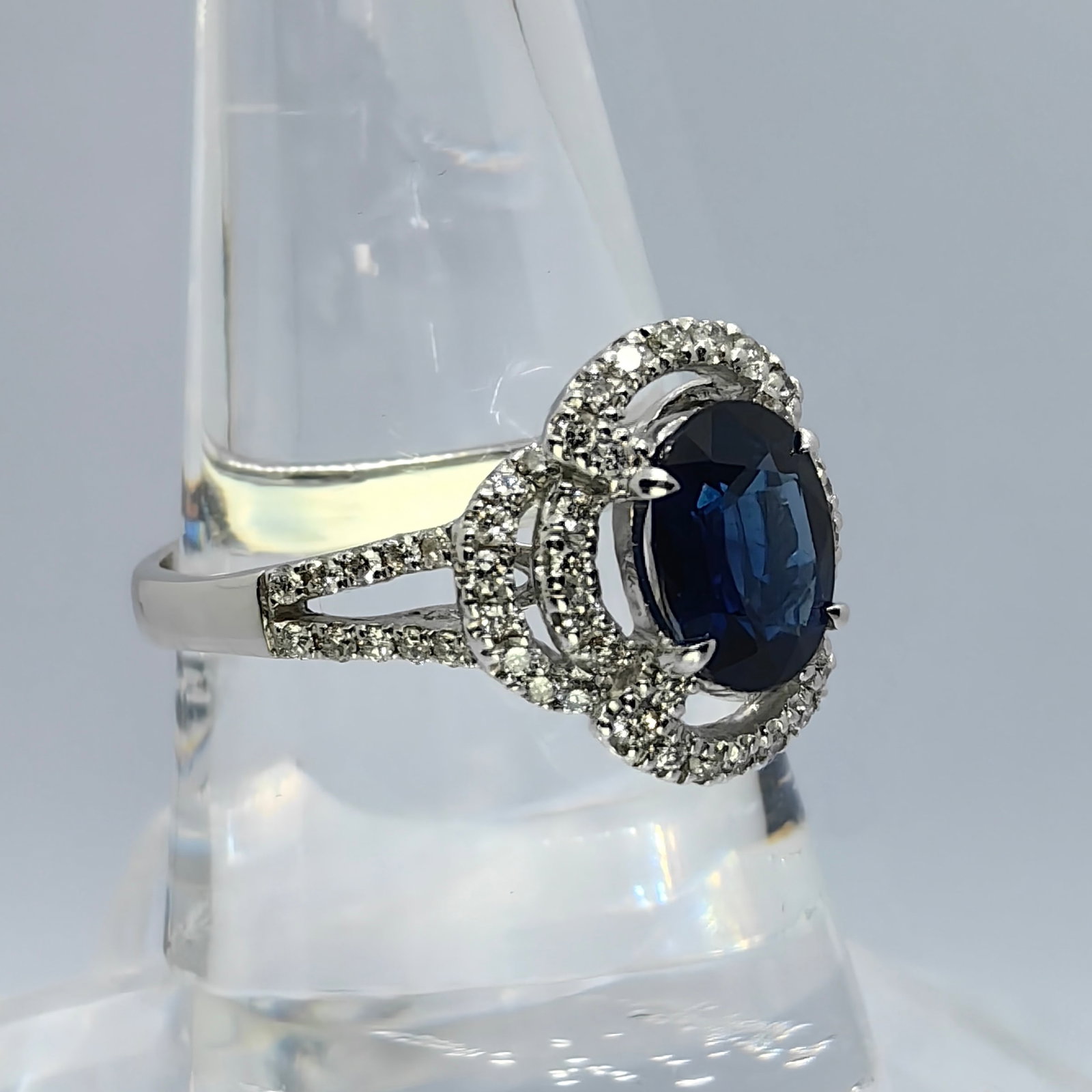 18K Sapphire Diamond Ring - 2