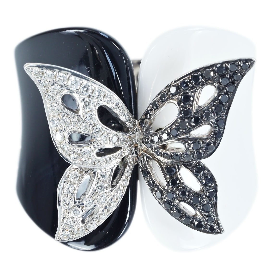 K18WG BLACK / COLORLESS DIAMOND RING: Type:RING Diamond:0.2ct Metal:18K Size:7(US) Accessories:N/A