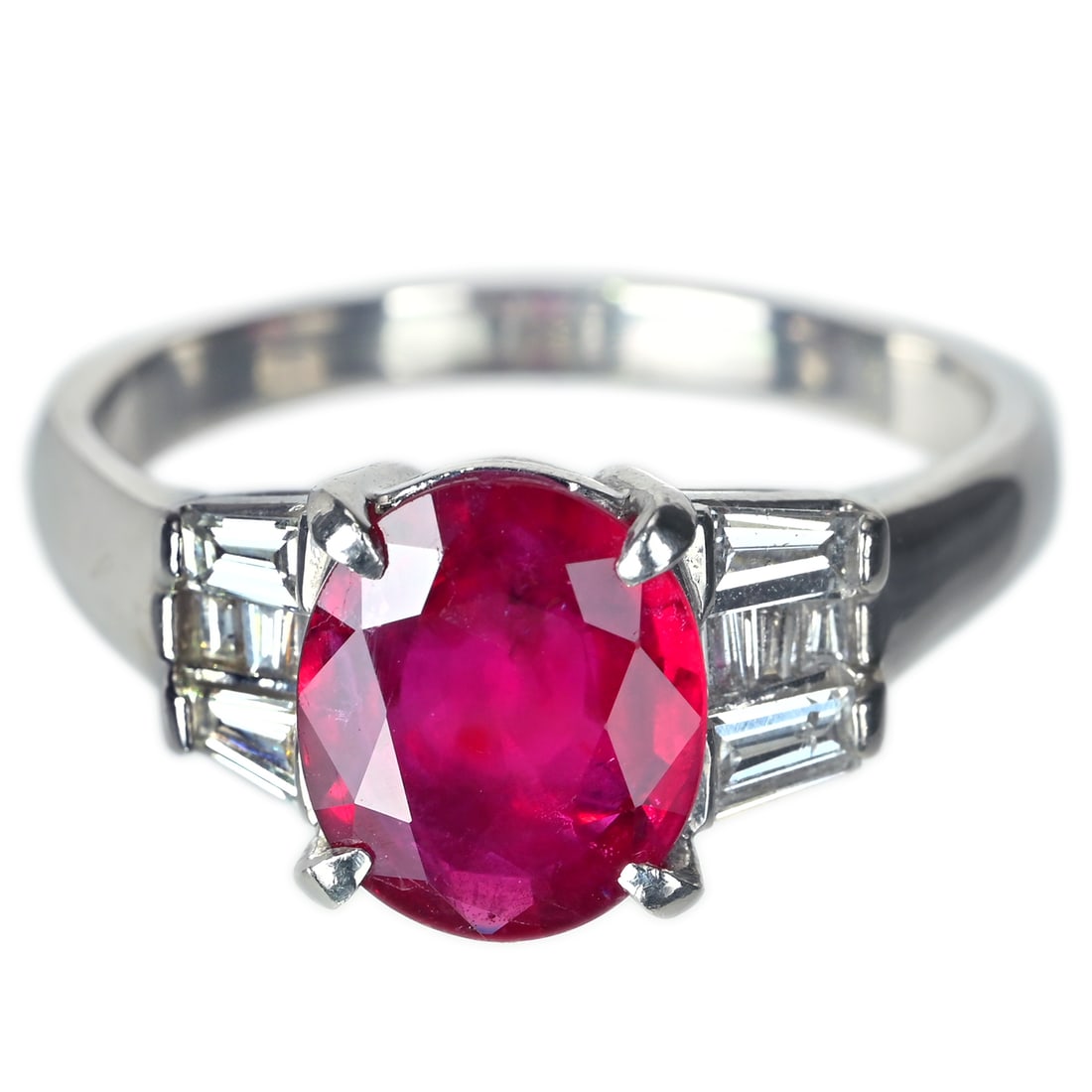 Pt900 Ruby Ring: Type: Ring Metal:Platinum Ruby:2.311ct Diamond:0.38ct Size:8 (US) Signed By: N/A