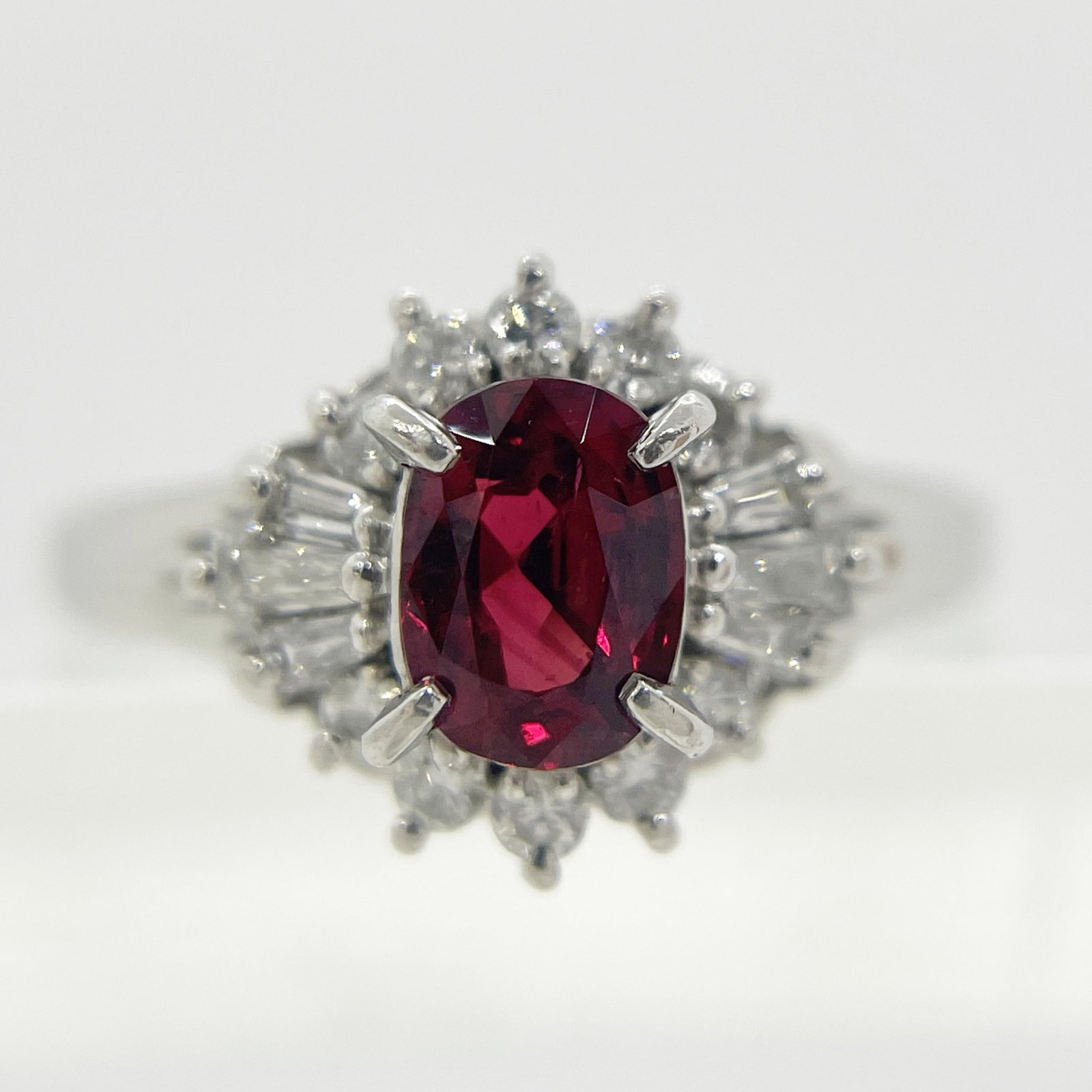 Pt900 Ruby Diamond Ring - 3