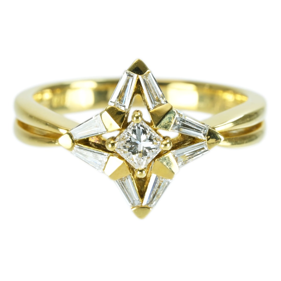 K18YG DIAMOND RING: Type:RING Item Name:K18YG DIAMOND RING Diamond:0.20ct Diamond:0.32ct Metal:18K Size:7.5(US) Accessories:N/A