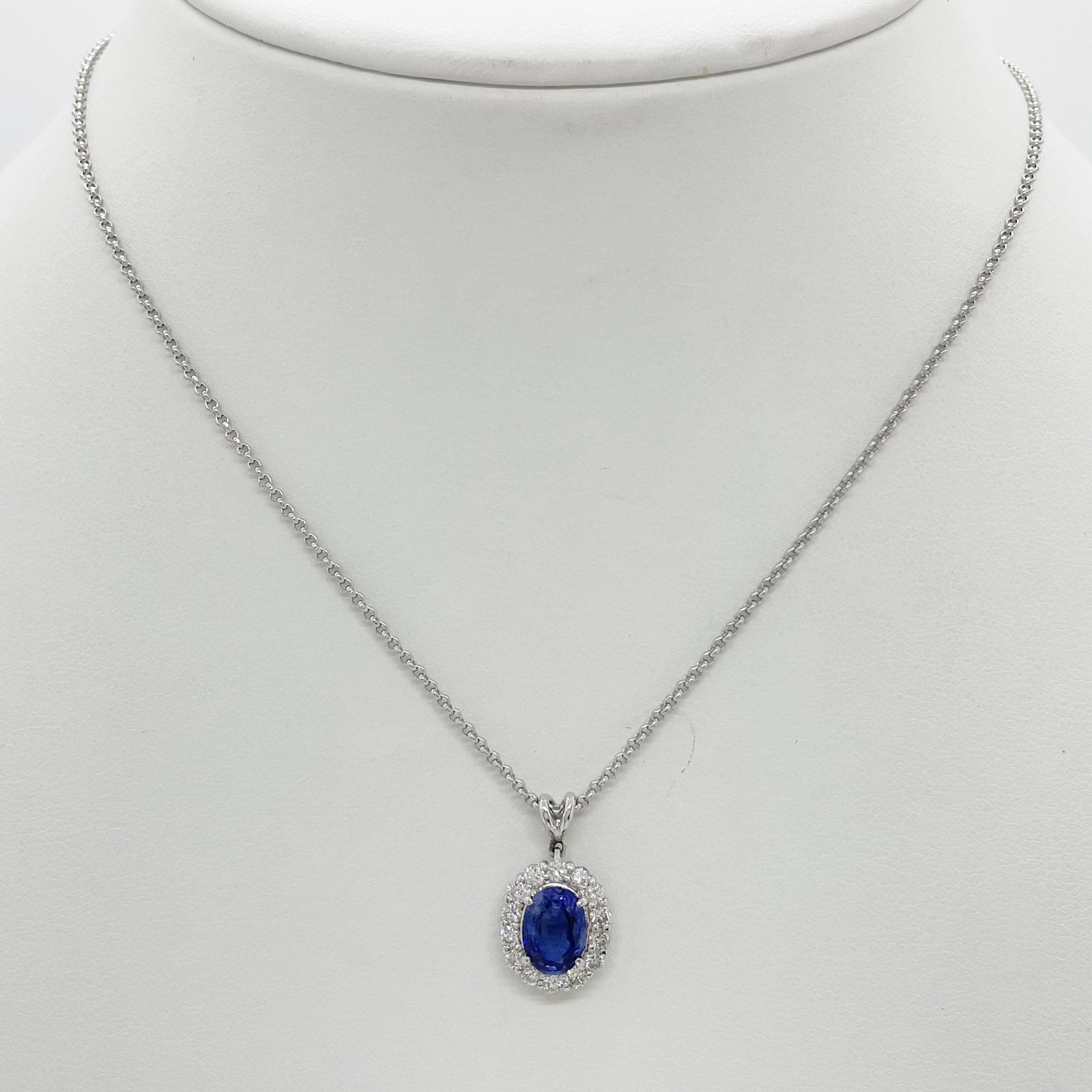 Pt900 Sapphire Diamond Necklace: Type: Necklace Metal:Platinum Sapphire:1.84ct Diamond:0.53ct Size:41cm Signed By: N/A